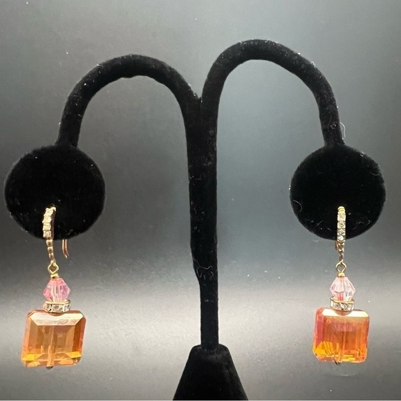 Topaz Colored beaded Drop Earrings - Pre-owned - Picture 12 of 12
